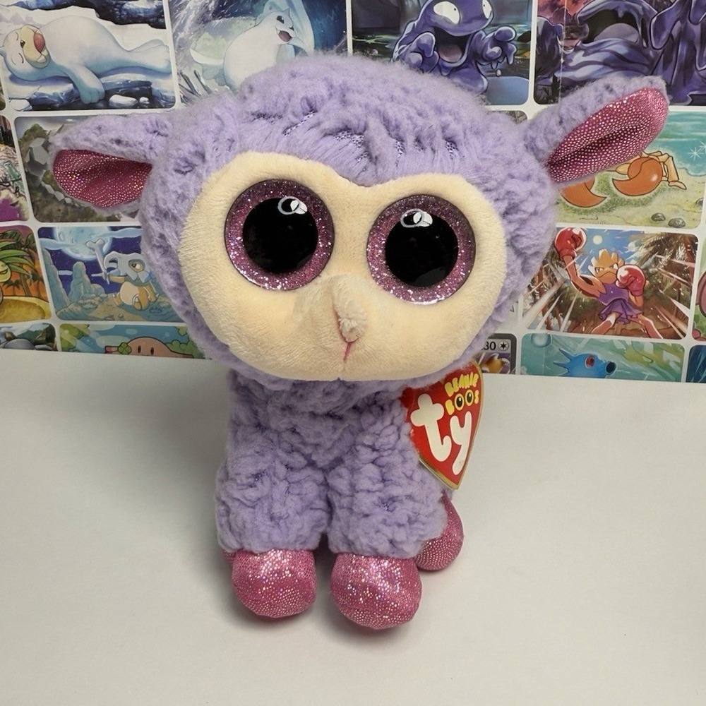 TY Beanie‎ Boos Lavender Lamb Plush 6" Purple Big Eyes Stuffed Animal